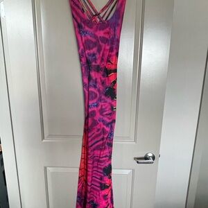 Tie-Dye Maxi Dress with Flirty Back Lace-Up Detail